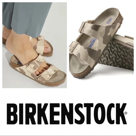 NWT Birkenstock Arizona Soft Footbed Desert Camo Birko-Flor 2-Strap - Picture 1 of 16